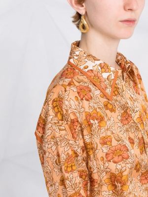 Jedwabna bluzka w kwiatki z nadrukiem Zimmermann pomarańczowa