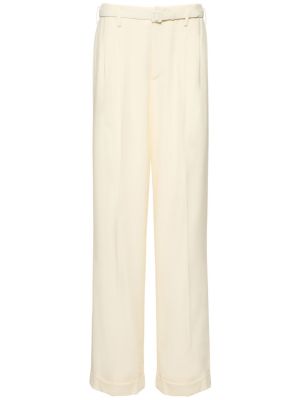 Pantaloni cu croială lejeră din crep Ralph Lauren Collection alb