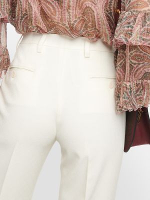 Pantaloni dritti di lana in tessuto jacquard Etro bianco