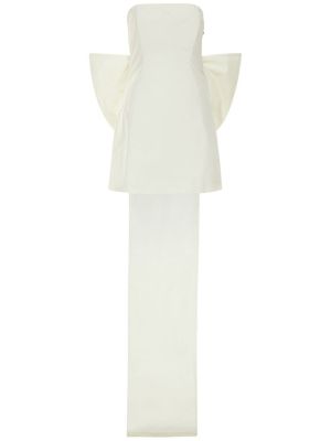 Sukienka mini z kokardką plisowana Rotate biała