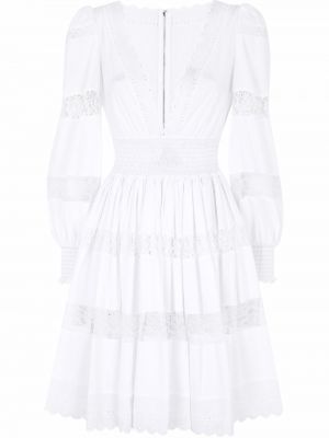 Krajkové dlouhé šaty Dolce & Gabbana bílé