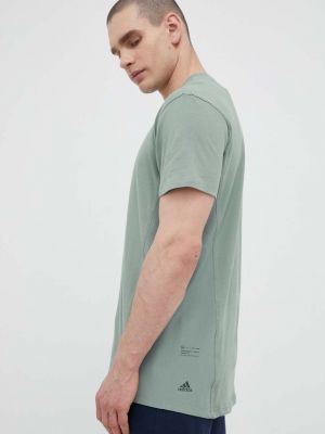 Памучна тениска с дълъг ръкав Adidas зелено