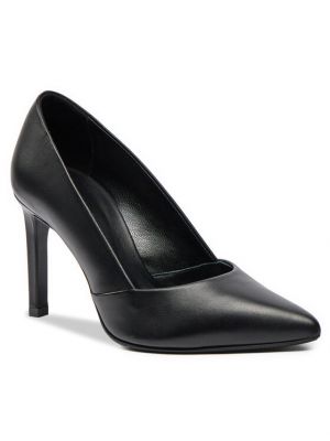 Kožne cipele na petu Calvin Klein crna