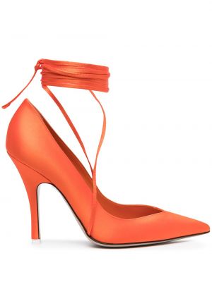 Полуотворени обувки с връзки с дантела The Attico оранжево