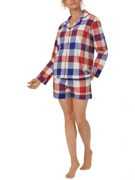 Клетчатая хлопковая пижама с длинным рукавом Bedhead Pjs