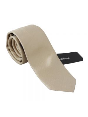 Jedwabny krawat Dolce And Gabbana beżowy