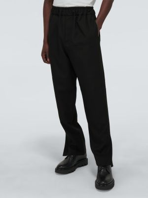 Vlnené klasické nohavice Jil Sander čierna