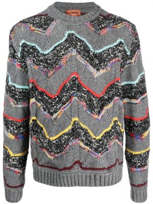 Плетен вълнен пуловер Missoni сиво