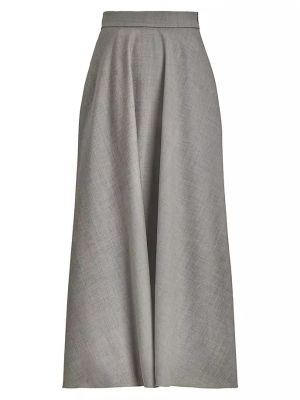 Шерстяная юбка-миди Erica из камвольной ткани Ralph Lauren Collection серый