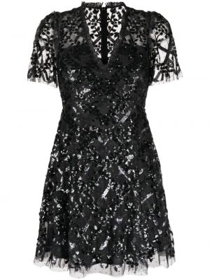 Κοκτέιλ φόρεμα με παγιέτες Needle & Thread μαύρο