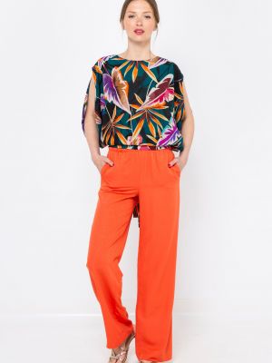 Kalhoty relaxed fit Camaieu oranžové