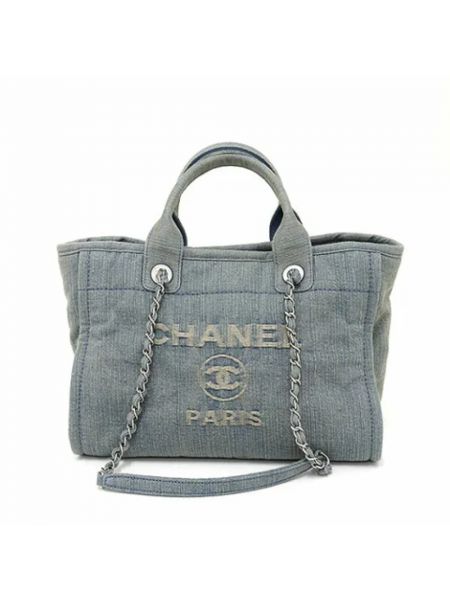 Shopperka retro Chanel Vintage niebieska