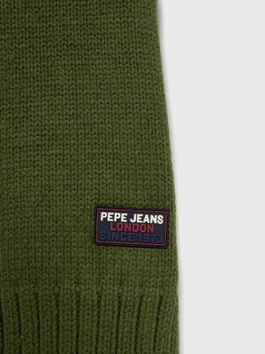 Шерстяной шарф Pepe Jeans зеленый