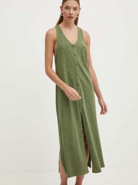 Pamučni haljina spuštenih ramena Superdry zelena