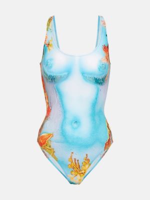 Fürdőruha nyomtatás Jean Paul Gaultier kék