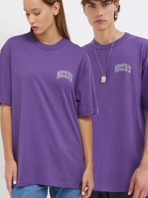 Bavlněné tričko s potiskem Dickies fialové