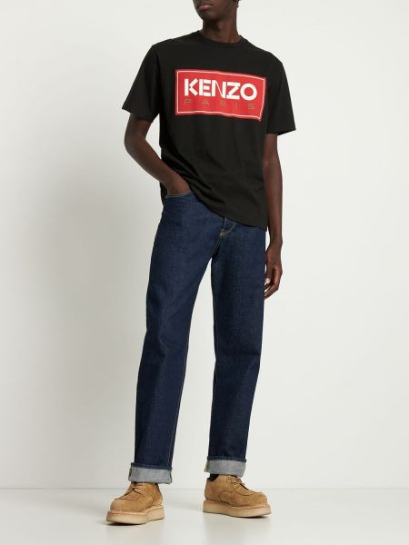 Tricou din bumbac cu imagine din jerseu Kenzo Paris negru