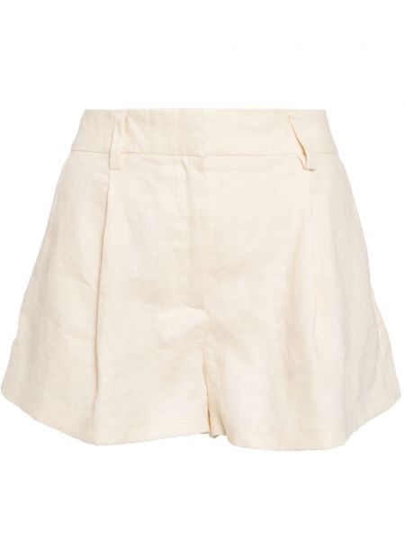 Pantaloni scurți de in plisate Reformation alb