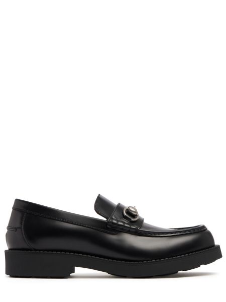 Skinn loafers Gucci svart