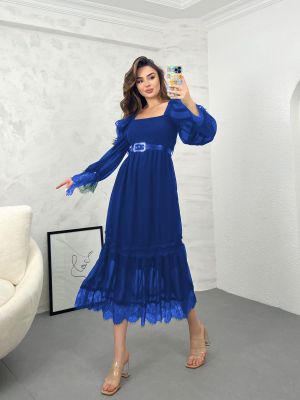 Sukienka z dekoltem w serek tiulowa K&h Twenty-one niebieska