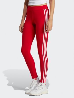 Csíkos leggings Adidas piros