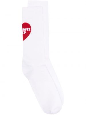 Pletené ponožky s výšivkou Carhartt Wip biela