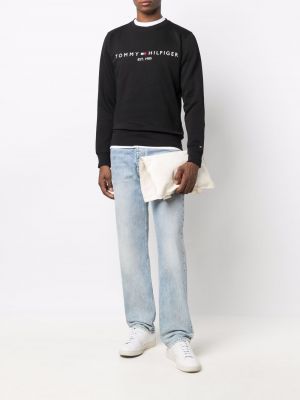Sweatshirt mit stickerei aus baumwoll Tommy Hilfiger schwarz