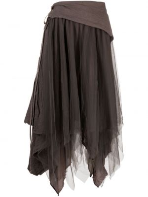 Asymetrické tylové midi sukně Marc Le Bihan hnědé
