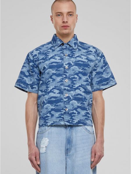 Koszula z nadrukiem w kamuflażu Uc Men niebieska