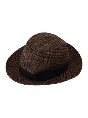 Nylonowy kapelusz wełniany z alpaki Dolce And Gabbana brązowy