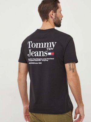 Bavlněné tričko s potiskem Tommy Jeans černé