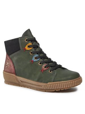 Členkové topánky Rieker zelená
