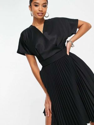 Плиссированное платье мини Closet London черное