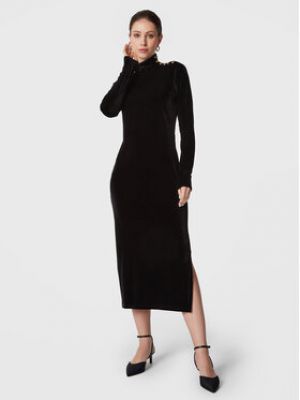 Sametové midi šaty Polo Ralph Lauren černé