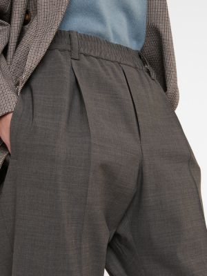 Vlnené rovné nohavice Brunello Cucinelli sivá