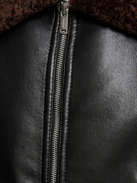 Mākslīgas ādas ādas jaka Nanushka melns