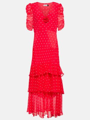 Sukienka midi w grochy Rixo czerwona