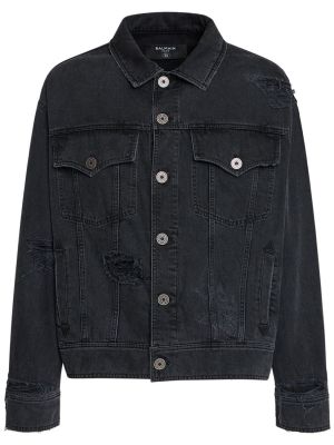 Bavlnená džínsová bunda Balmain čierna