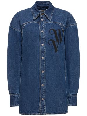 Bombažna denim srajca s potiskom Vivienne Westwood