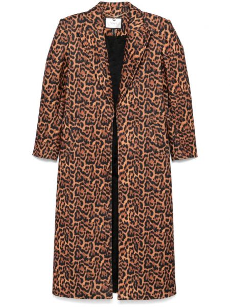 Leopard lang frakke med print Nissa brun