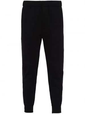 Pantalon de joggings en cuir Prada noir