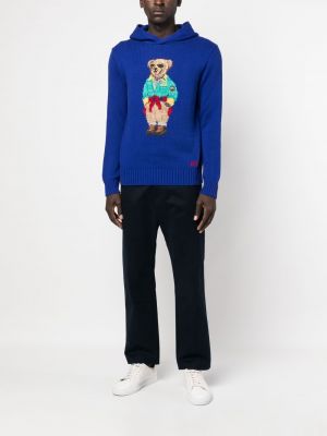 Hoodie brodé en tricot Polo Ralph Lauren bleu