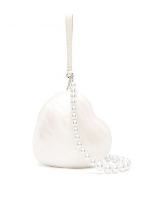 Чанта през рамо с перли със сърца Simone Rocha бяло