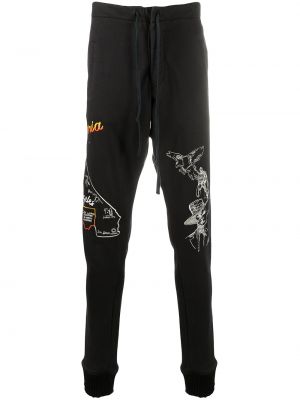 Pantalones de chándal con bordado ajustados Greg Lauren negro