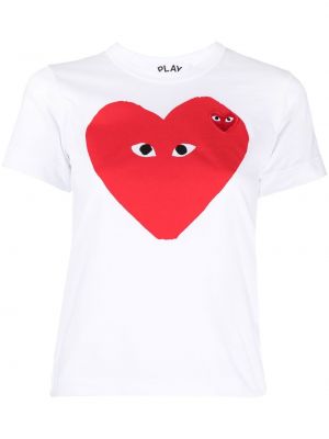 Raštuotas marškinėliai su širdelėmis Comme Des Garçons Play balta