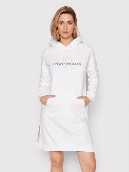 Плетена дънкова рокля Calvin Klein Jeans бяло