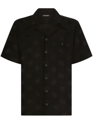 Žakárová hodvábna košeľa Dolce & Gabbana čierna
