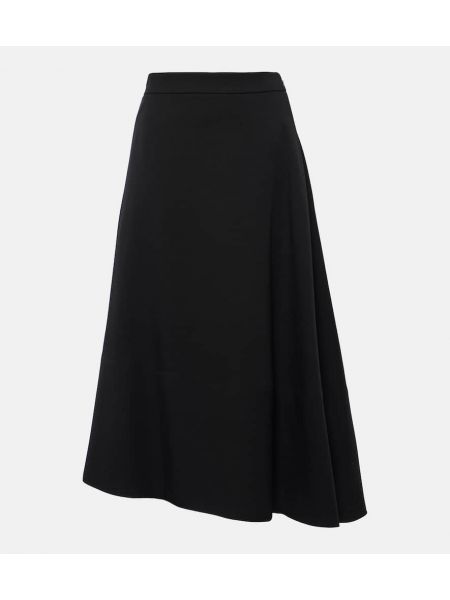 Asymmetrisk uld midi nederdel Jil Sander sort