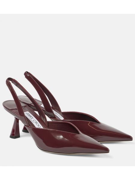 Slingback lack läder pumpar med remmar Jimmy Choo röd