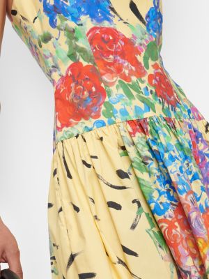 Bombažna midi obleka s cvetličnim vzorcem Christopher Kane rumena